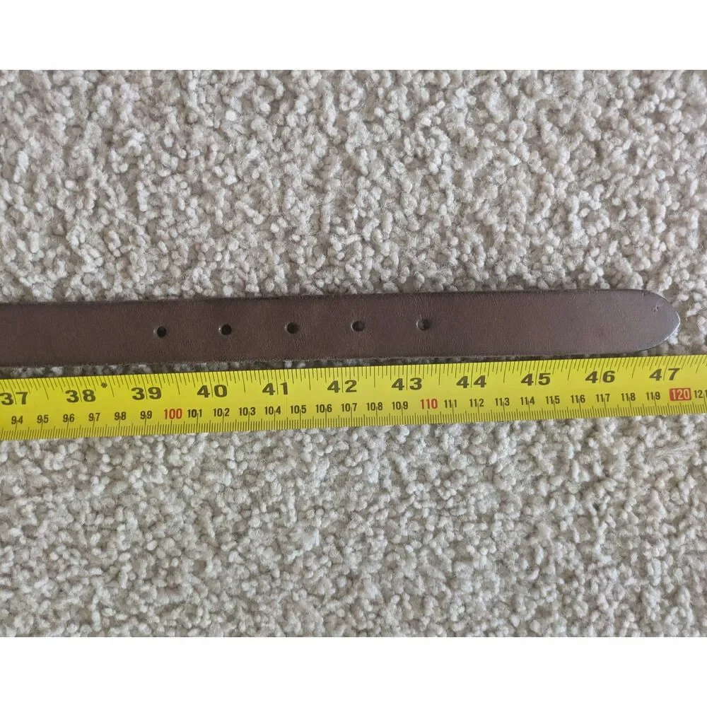 Frye Brown Genuine Leather Twist Side Detail Brass Studded Belt Sz XL